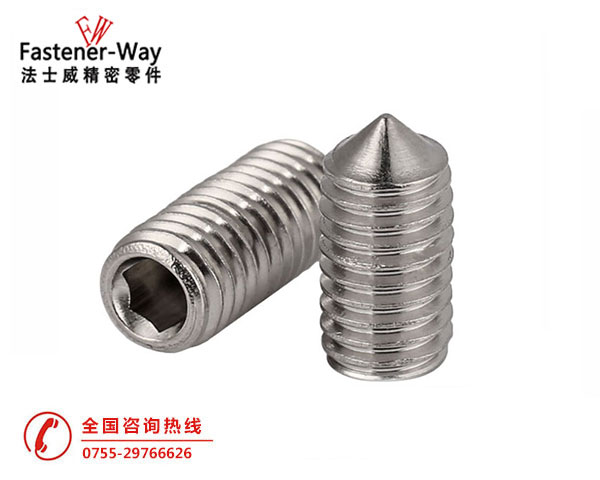 德標DIN914錐端內六角不銹鋼無頭螺絲