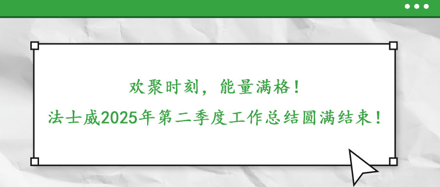 歡聚時刻,能量滿格!——法士威2025年第二季度工作總結圓滿結束!